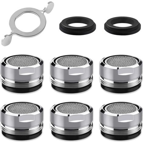 Strahlregler für Spültischarmaturen, 24 mm Innendurchmesser, Außengewinde, Edelstahlkern, geeignet für Badezimmer und Küchen.