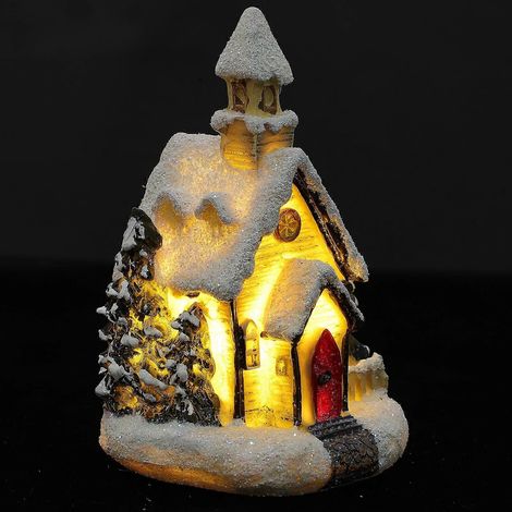 Assorted Color C 10x6.5cmChristmas Decoration Resin Small House Miniatures for Decoration 8Pcs (1/5)