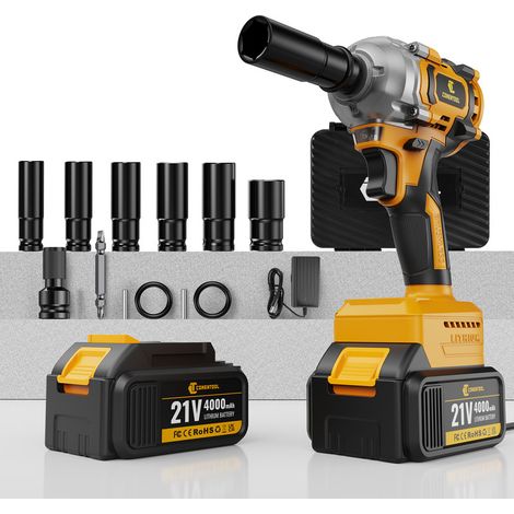 CONENTOOL 680 N.m Clé à Chocs Sans Fil Brushless, 1/2 pouce Boulonneuse a Choc Electrique, Chargeur Rapide, Visseuse à Choc pour la Voiture et la Maison, avec 4.0Ah Batterie (1/5)
