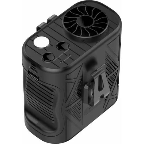 Ventilateur de cou, Réglage de la vitesse en 5 niveaux Fonction d'éclairage et de signalisation, Chantier extérieur, Noir (1/5)