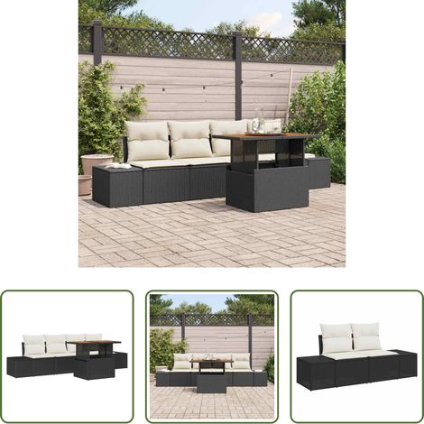 Gartentisch - Garten-Sofa-Set mit Speicher 5 pcs Schwarz Poly Rattan (1/5)
