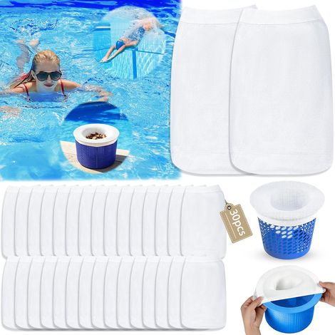 30 pares de calcetines para skimmer de piscina, calcetines filtrantes de nailon para cesta de skimmer, calcetines filtrantes reutilizables para piscina, protegen tu piscina de hojas y suciedad. (1/5)