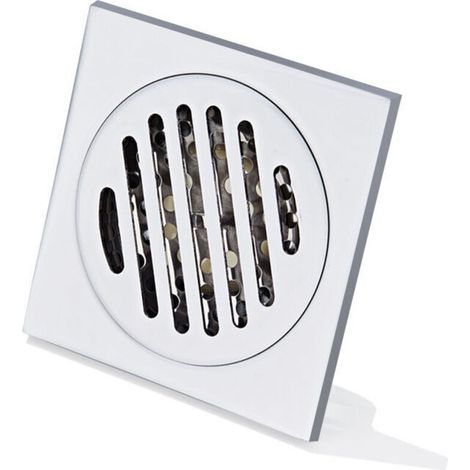 Grille Douche Anti Cheveux Siphon De Sol en Acier Inoxydable Épais Drain De Carré 100 100mm (1/5)