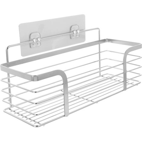 Bardusch - Étagère de douche murale en acier inoxydable avec porte-serviettes, idéale pour la salle de bain et la cuisine. Petit modèle aux bords lisses (1/5)
