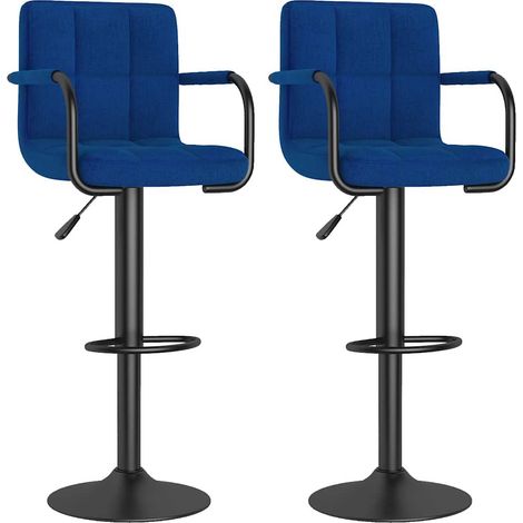 Maison Exclusive - Barhocker 2 Stk. Blau Stoff (1/5)