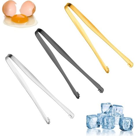 Set da 3 pezzi: pinze per calaza in acciaio inox, pinze per cubetti di ghiaccio, pinze per zollette di zucchero, pinze per gusci d'uovo, strumento seghettato per rimuovere la membrana, utensile da cuc (1/5)
