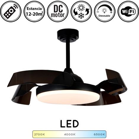 Ventilador de techo con luz silencioso DC con mando Batán blanco 107 cm invierno-verano color luz regulable (1/5)