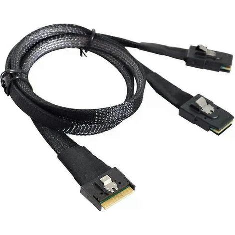 Câble de connexion serveur SAS SFF-8087 8I 74P vers 2 ports pour SlimSAS SFF-8654 - JXLGV (1/4)