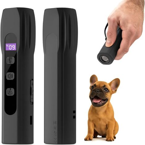 Portata elevata di 20 metri, repellente per cani a ultrasuoni, correttore per animali domestici non dannoso, ricaricabile tramite USB con torcia, leggero e portatile. (1/5)
