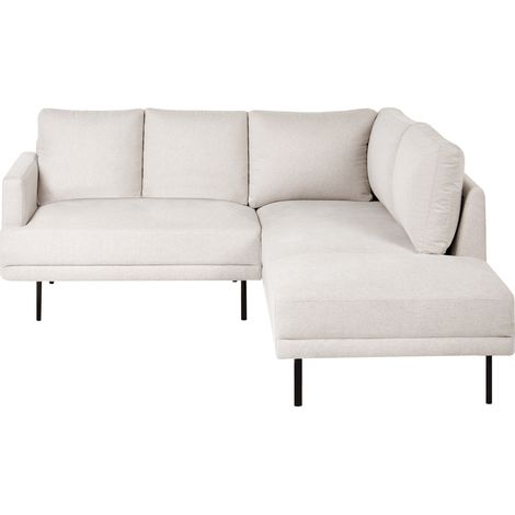 Sofá esquinero moderno tapizado 4 plazas patas de metal respaldo acolchado minimalista tela izquierdo beige claro Breda (1/5)