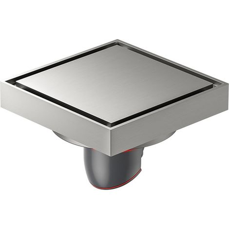 Desagüe de ducha cuadrado de acero inoxidable, gris, 1010 cm, desagüe de suelo invisible, desagüe de suelo de alto caudal para baño (1/4)