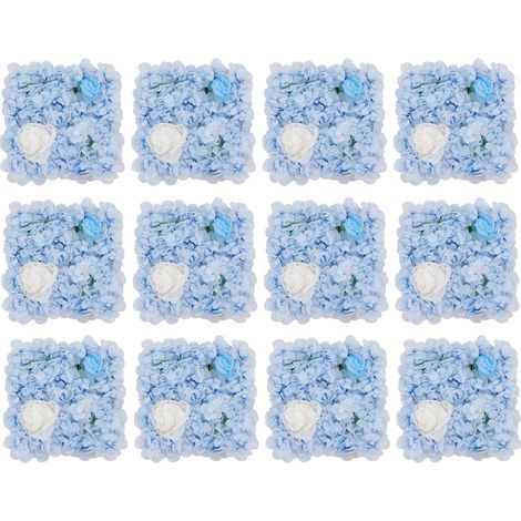 Panneaux Muraux Floraux Artificiels 12 Pièces, Mur de Fleurs en Tissu en Soie, Décoration Murale Modulaire pour Mariage, Fond Photo, Événement et Boutique - 38x38 cm (1/5)