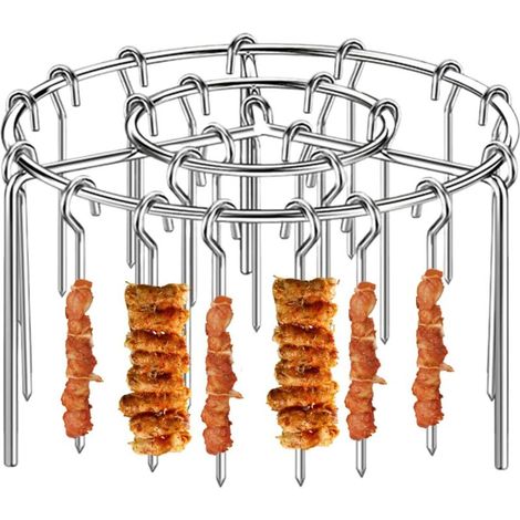 Friteuse à air en acier inoxydable – Kit barbacoa Air Fryer Bâton de Barbecue Airfryer Accesorios Brochettes à viande Acier inoxydable – Accesorios de barbacoa para cuisiniers à la maison