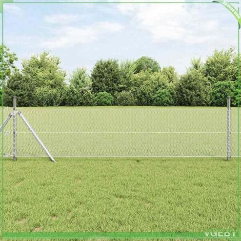 Clôture - Hexagonale - Argent - 0.4 x 25 m - Acier galvanisé - Résistant aux intempéries (1/5)