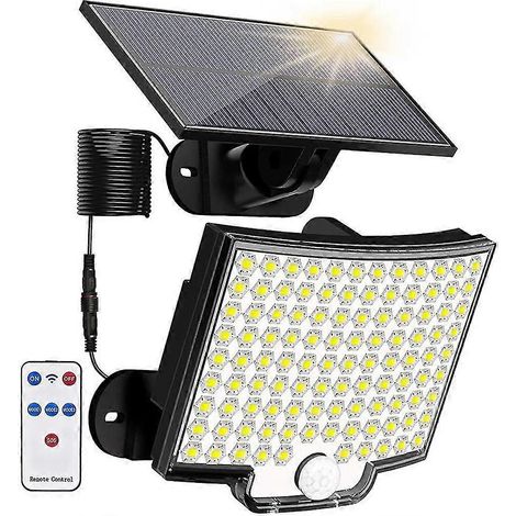Applique murale solaire lumineuse avec télécommande, étanche, panneau solaire divisé, décoration pour balcon et maison. (1/5)