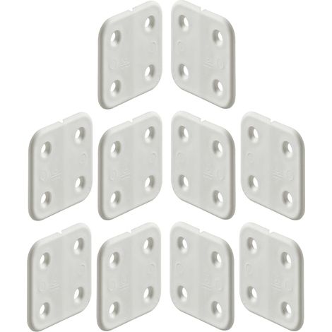 Cyclingcolors – Charnière pour meuble 10x 40x40mm – Forme de lame arrondie – 4 trous – Plastique blanc – Charge maximale 20kg