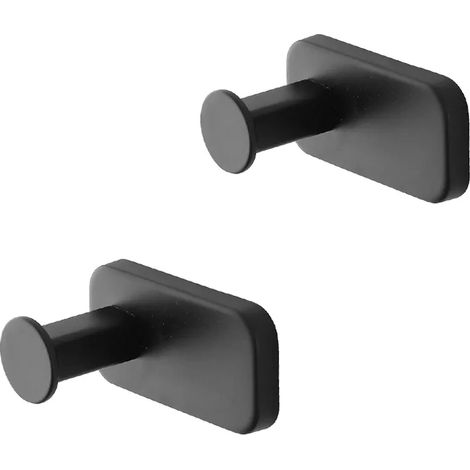 Set 2 appendini portasciugamani in acciaio inox nero con doppio fissaggio Cubik (1/3)