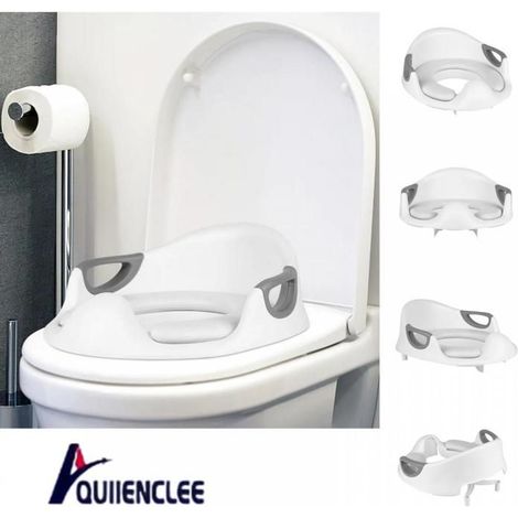 Réducteur WC Enfant - 1 Unité - PVC et PP - Antidérapant avec Dossier - Pour Toilettes Rondes ou Ovales - Blanc 37x33x16cm (1/5)
