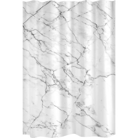 GELCO - Rideau de douche marbre tissu 180x200 gris