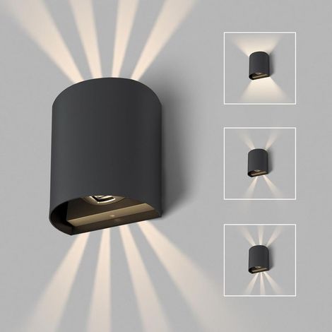 Applique Murale Extérieure Intérieure, Lampe Murale Moderne Noir, LED 6W 4000K IP65, Angle de Faisceau Réglable, pour Porche, Patio, Jardin, Chambre, Rond (1/5)