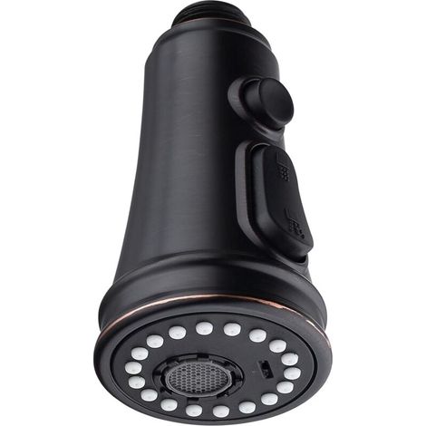 Pommeau de douche de cuisine à 3 jets - Robinet de cuisine - Pommeau de douche de rechange - Avec bouton de chasse d'eau haute pression (Noir) (1/5)
