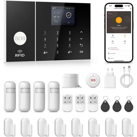 WIFI/4G GSM Alarme Maison sans Fil, système Alarme Maison sans Fil, Garage, Bureau (1/5)