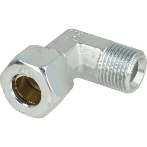 Raccord à visser coudé mâle 1/2'' x 15 mm avec filetage conique