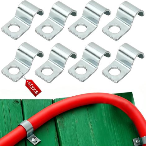 60 Pièces Fixation Cable-Electrique M10, Monotrou Tuyau U Clips pour Tuyau, Acier Inoxydable 304 Collier de Serrage en U, Serrage U-Collier de Serrage Tuyau, pour Maison, Entrepôt, Jardin (1/5)