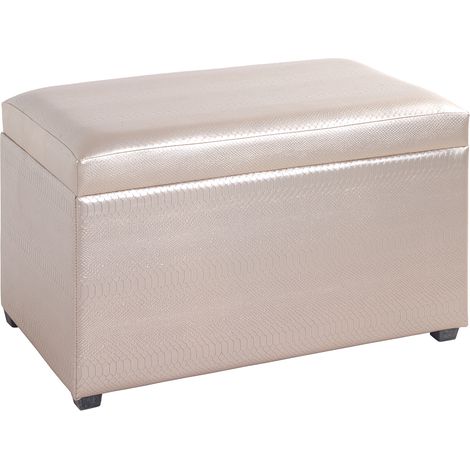 Coffre de rangement en MDF et tissu cuir coloris or - Longueur 65 x Hauteur 42 x Profondeur 40 cm -PEGANE- (1/5)