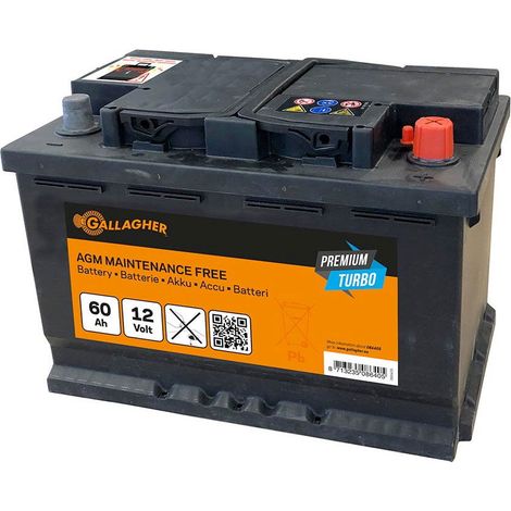 Batteria Gallagher Premium Turbo AGM 12V/60Ah per elettrificatori e rencinti elettrici