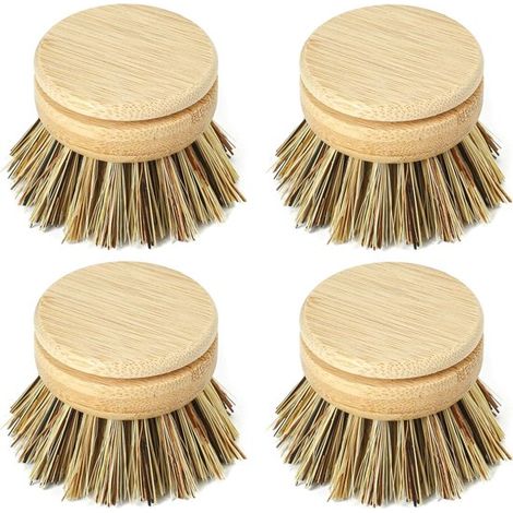 Cabezales de repuesto. Aptos para 4 cepillos de madera de cerdas rígidas para lavar platos. (1/5)