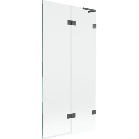 Mexen Lunar L Duschwand 2-teilig rechts 90 x 150 cm, transparent, gebürstetes Gun Gray - 897L-090-100-66-00-P (1/5)