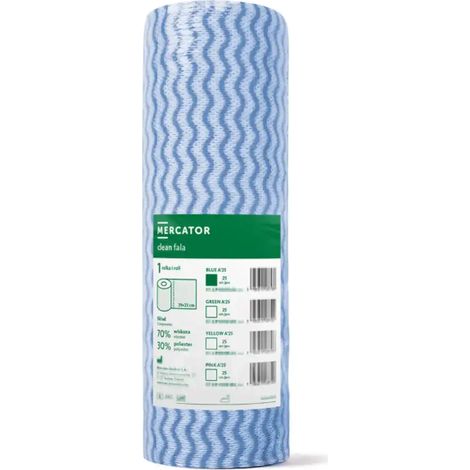 MERCATOR CLEAN FALA BLEU, 25 CHIFFONS DE NETTOYAGE PROFESSIONNELS, VISCOSE, POLYESTER, BLEU