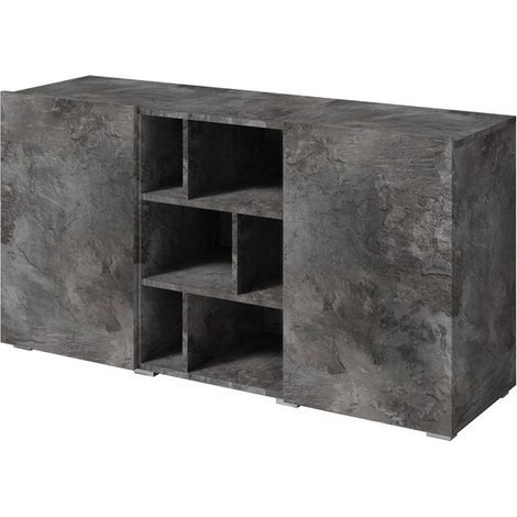 Buffet NARVA 130 cm Schieferoptik - 2 Türen und 6 Fächer - 132,4 x 68,1 x 39,5 cm