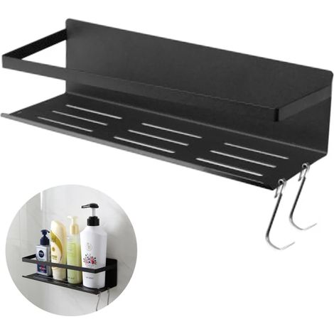 Estantería de baño, estante de ducha, no requiere taladrar, estante de pared, cesta de ducha, estante de ducha colgante, 30 cm, montaje en pared, estante de baño autoadhesivo, acabado cepillado