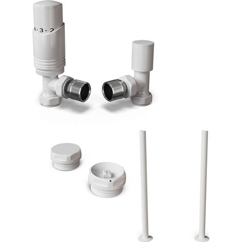 Talus Bold - Thermostatic Radiator Valve & Installation Kit - White Angled 15mm