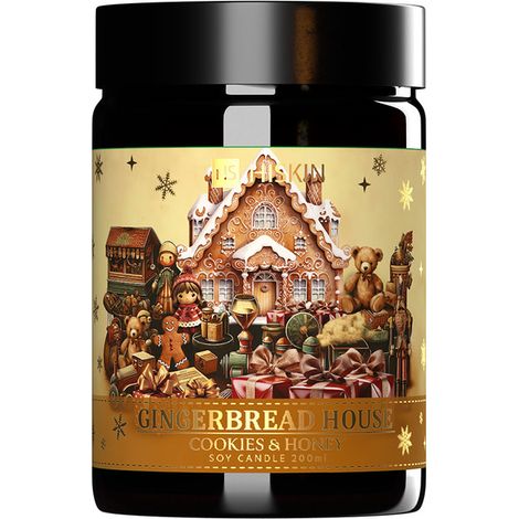 Hiskin Weihnachtskerze Lebkuchenhaus aus Sojawachs, 200 ml
