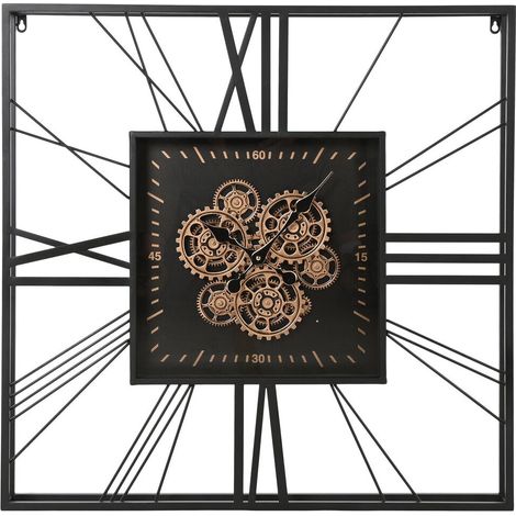 Reloj Pared Metal Cristal 80X8X80 Movimiento Negro (1/4)