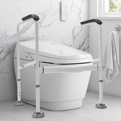 Toilet Handrail, Toilet Safety Rails, Height & Width Adjustable Toilet Stand-Up Toilet Armrest, Non-Slip Bathroom Safety Toilet Aid Stand, Toilet Safety Frame for Elderly, Pregnant Women, Handicapped (1/5)