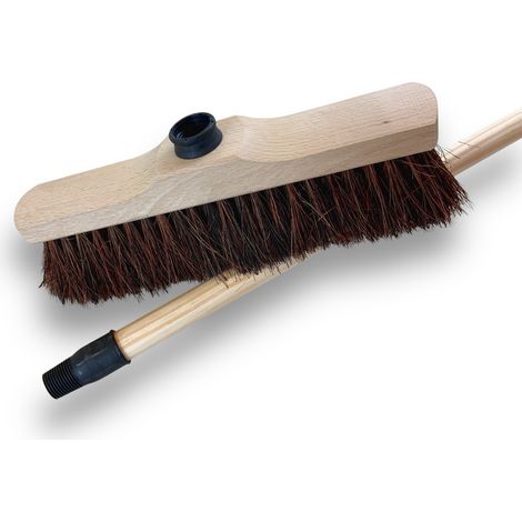 Balai de Jardinage Droit 30 cm avec Manche Bois 1,40 m Fibre Arenga résistante Sortie 65 mm Idéal pour sols Rugueux Nettoyage Efficace et Durable Kibros VC1811M (1/5)