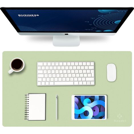 Tapis de bureau 35x60 cm réversible vert clair, sous-main pour ordinateur portable, protection pour bureau maison et travail (1/5)
