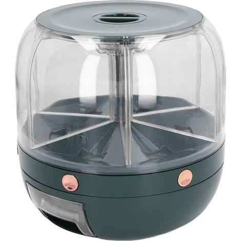Moulin à riz multifonction avec rotation à 360°, récipient de stockage pour céréales, haricots, riz et petites graines, capacité 3,5 kg, vert (1/5)
