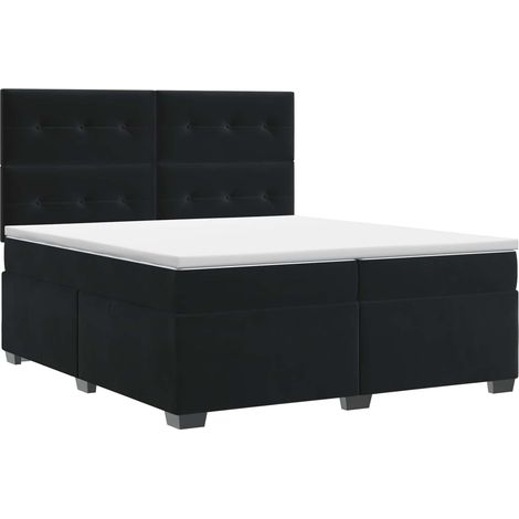 Maison Exclusive - Letto box spring con materasso Nero 200 x 200 cm Velluto (1/5)
