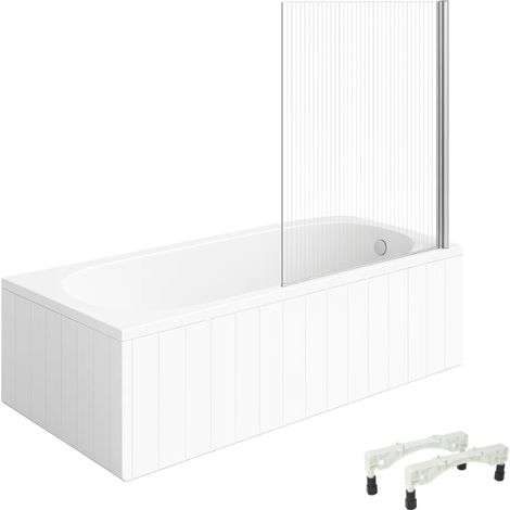 Bañera derecha con patas 170x75 cm, color blanco VILLEROY & BOCH O.Novo + Mampara de baño derecha Raywall cromada AURYS