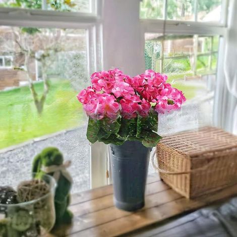 Geraniums Artificiels - Fleur en Soie et Plastique - Décoration Intérieure et Extérieure - Hauteur 34,7 cm - 2 Pièces (1/5)