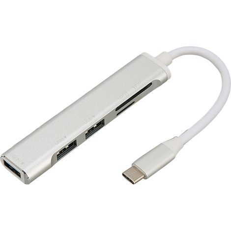 Hub USB-C 5-en-1 : Station d'accueil multiport USB-C vers 3xUSB, lecteur de carte mémoire, pour Windows et OS (1/5)