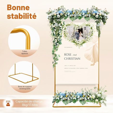 Supports de Fond carrés dorés - Arche de Mariage en métal doré pour Anniversaire, fête, Mariage, cérémonie, Ballon de Fleurs, décoration d'arche 10562200cm (1/5)