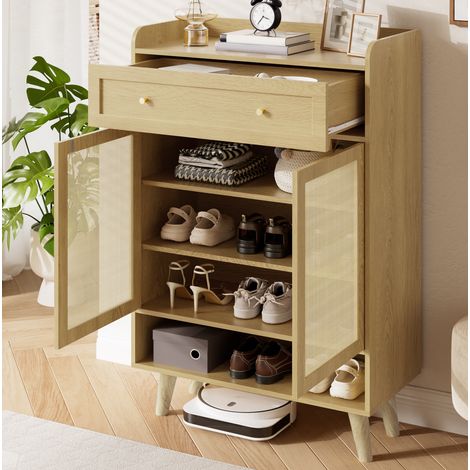 MEUBLIV meuble de rangement 80x35x105 cm chêne clair – 2 portes et tiroir (1/5)