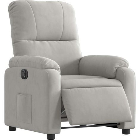 Fauteuil relax TV fonction d'inclinaison électrique très confortable en tissu microfibre gris DEC028329