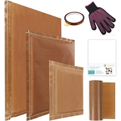 Kit de transfert pour presses de transfert en lot de 7 avec 4 coussins, 1 rouleau de ruban adhésif, 1 gant et 1 tapis de transfert pour presse de transfert (1/5)